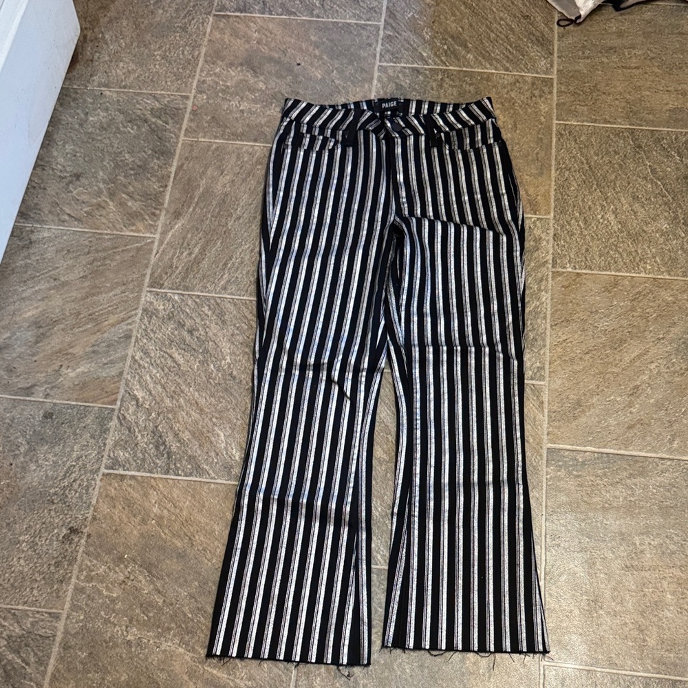 PAIGE Black and White Striped Pants